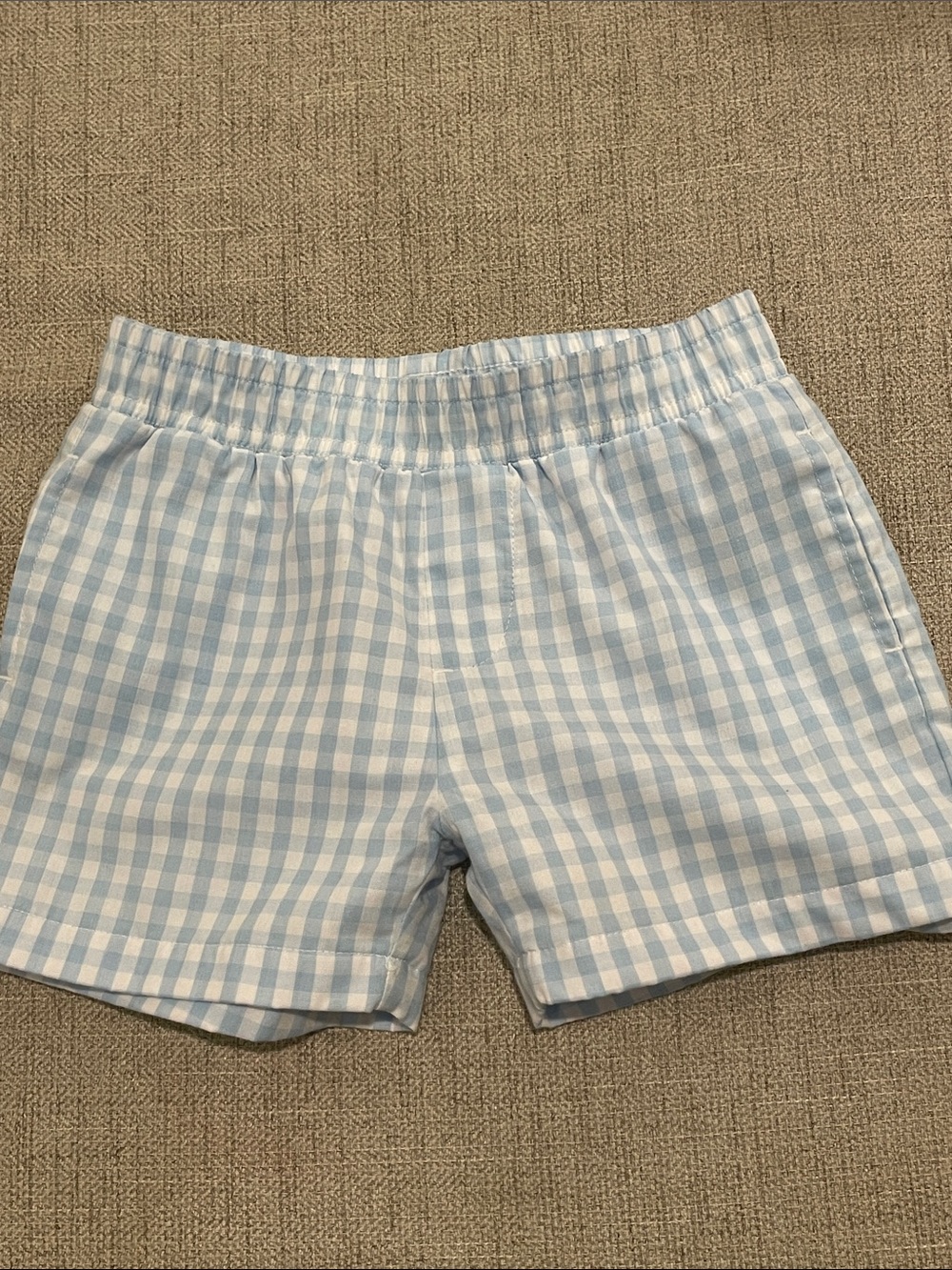 The Beaufort Bonnet Company Light Blue & White Gingham Kids Shorts